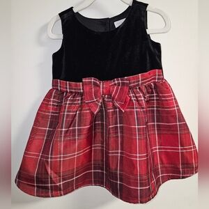 The Children's Place Girls' Plaid Velvet Knit to Woven Dress 18-24months